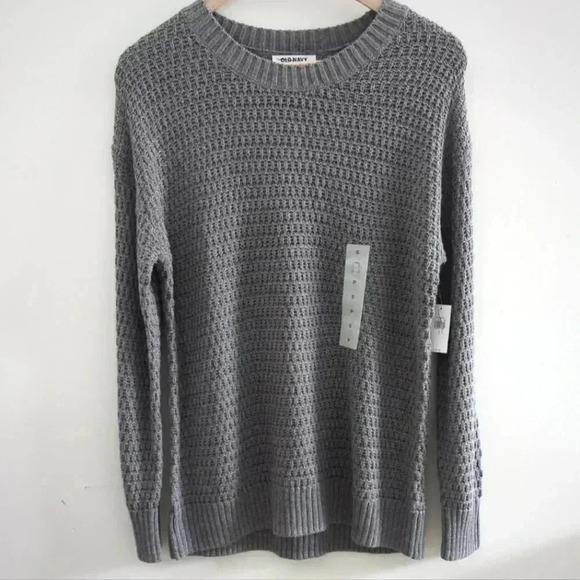 🌴2/$25🌴OLD NAVY |  Women's Medium Gray Knitted Long Sleeved Crewneck Sweater - Picture 1 of 4